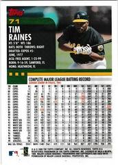 Back Of Card | Tim Raines Baseball Cards 2000 Topps