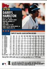 Back Of Card | Darryl Hamilton Baseball Cards 2000 Topps