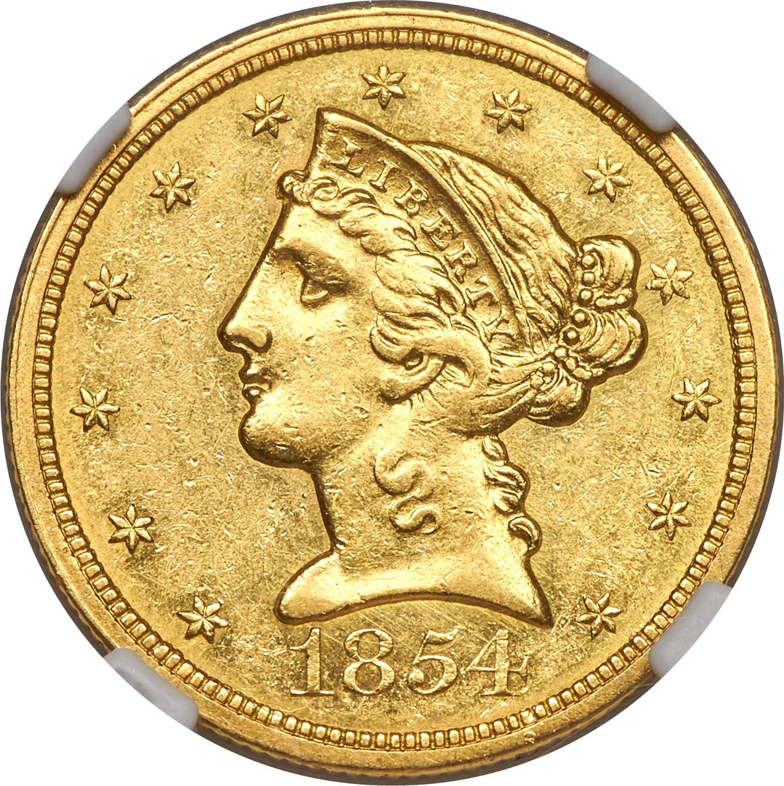 1854 O Coins Liberty Head Half Eagle