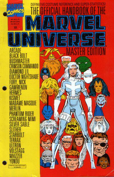 Official Handbook of the Marvel Universe #22 (1992) Comic Books Official Handbook of the Marvel Universe