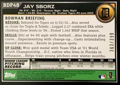 Rear | Jay Sborz [Blue] Baseball Cards 2010 Bowman Draft Picks