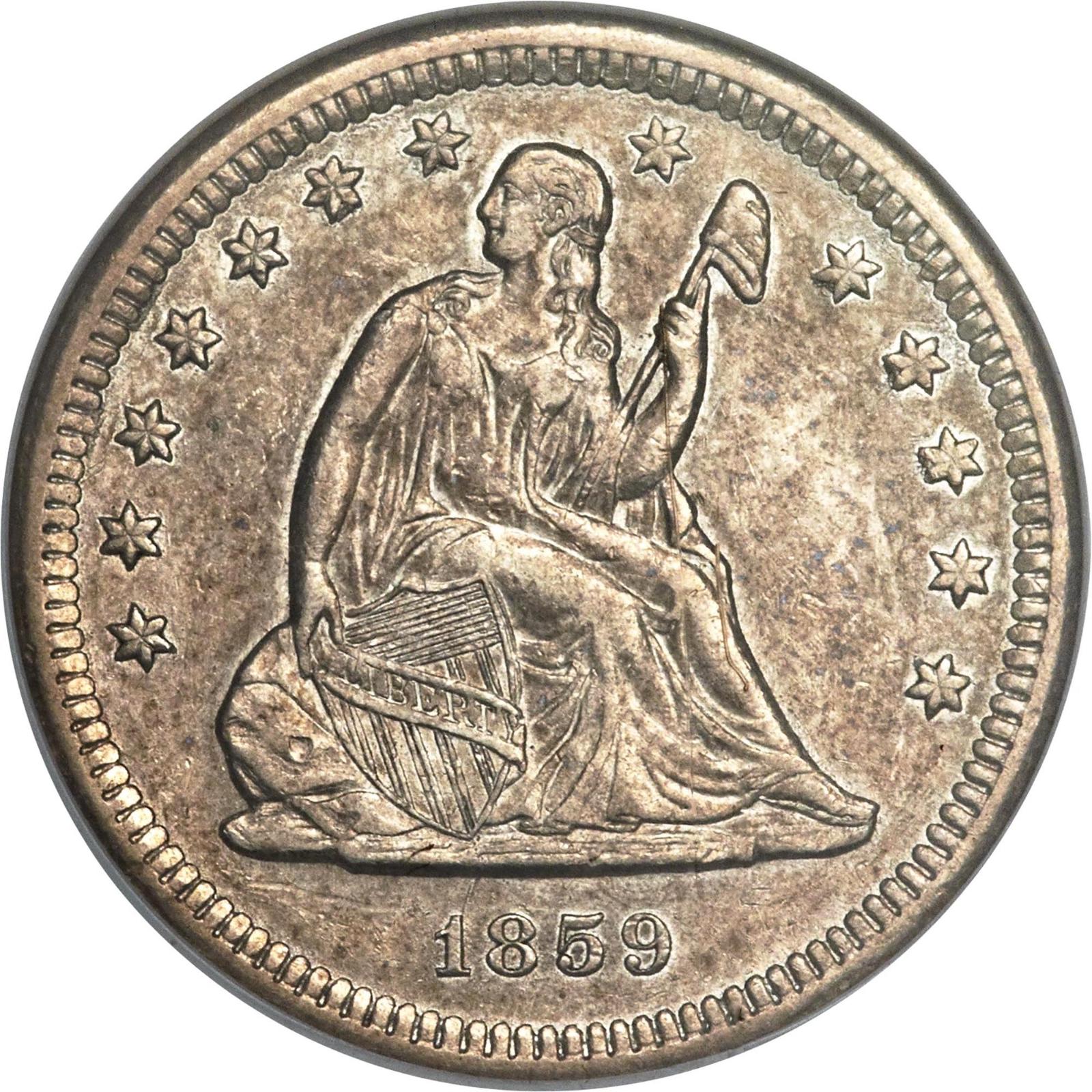 1859 S Coins Seated Liberty Quarter
