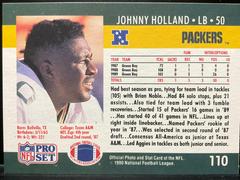 Back | Johnny Holland Football Cards 1990 Pro Set