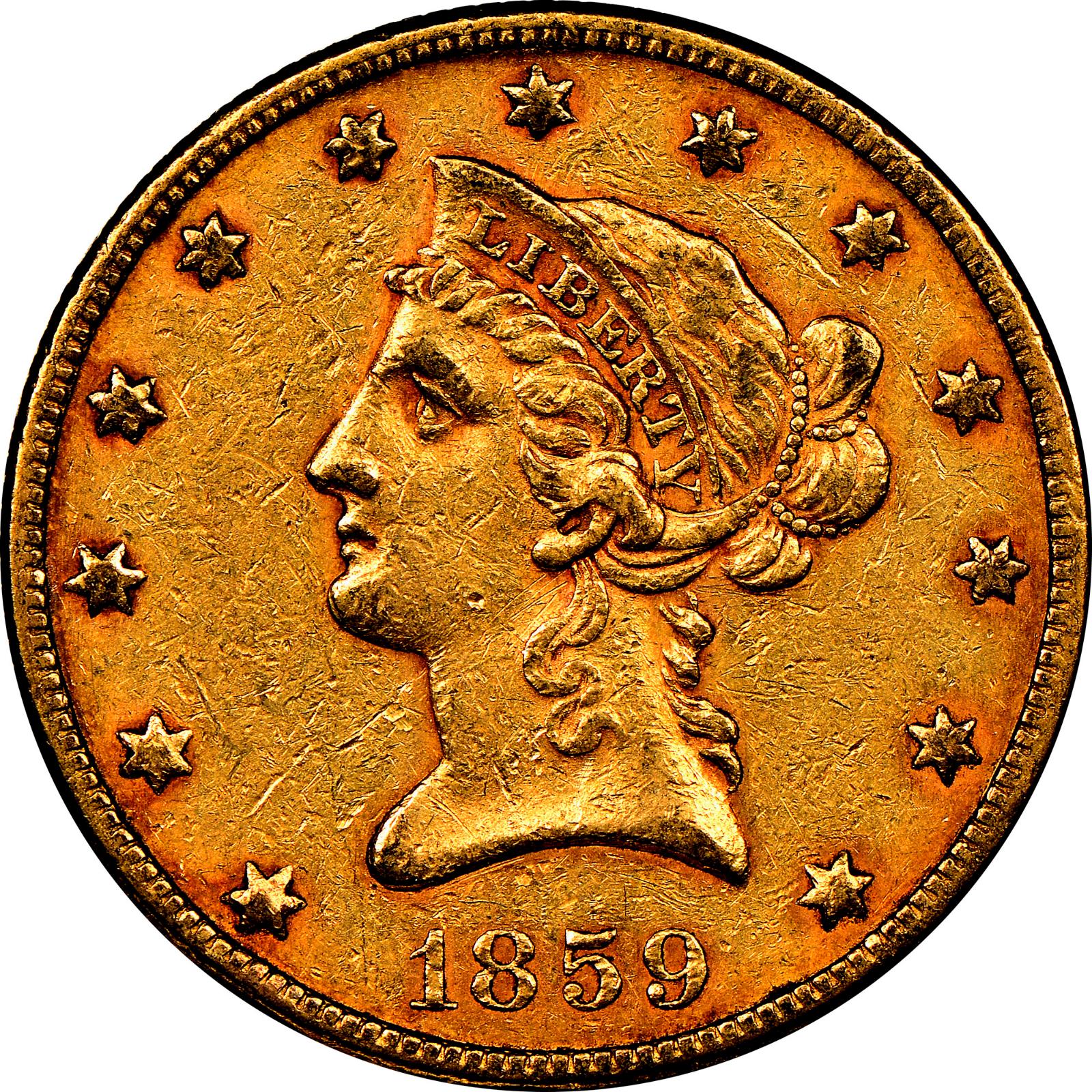 1859 Coins Liberty Head Gold Eagle