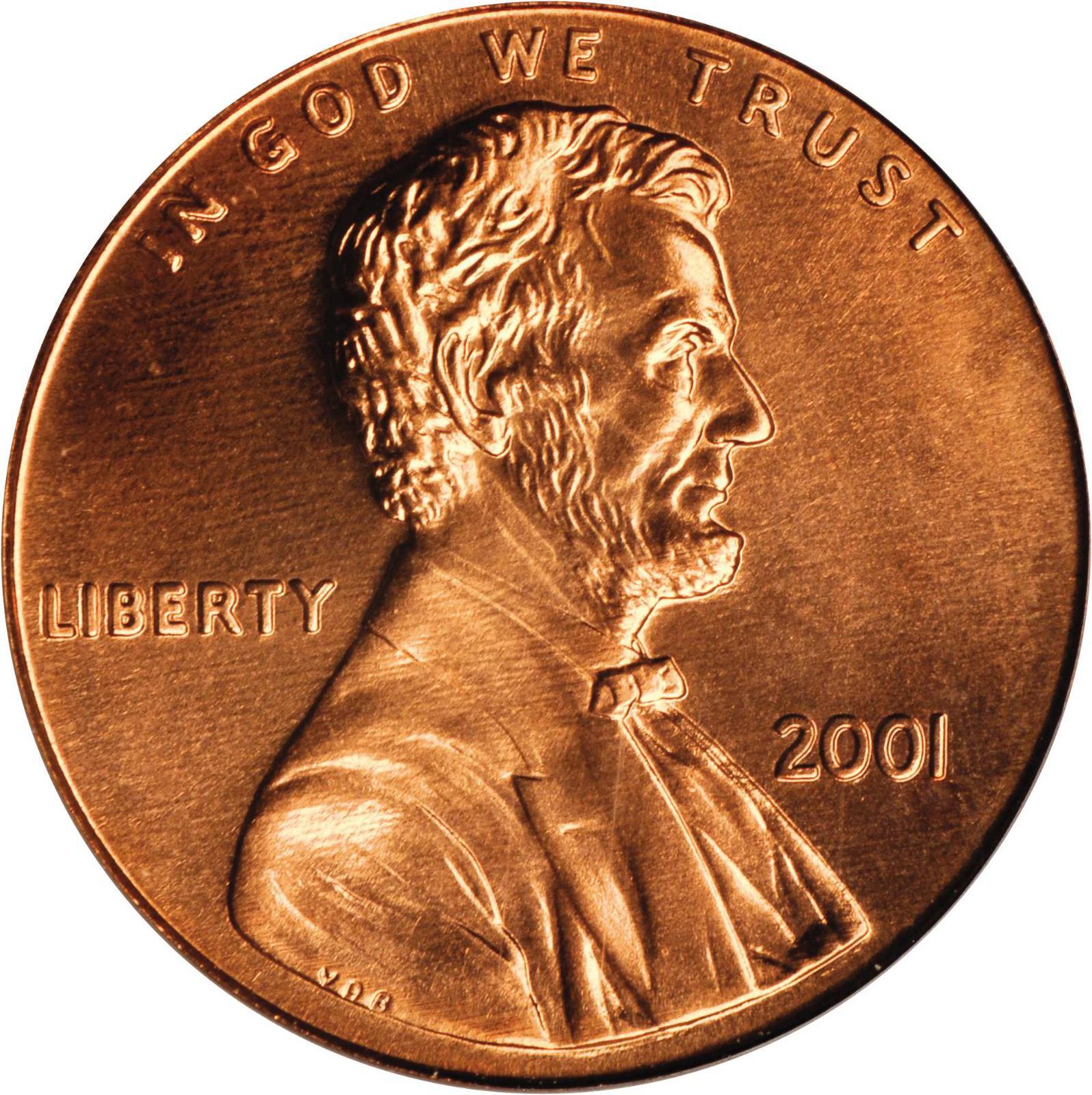 2001 Coins Lincoln Memorial Penny