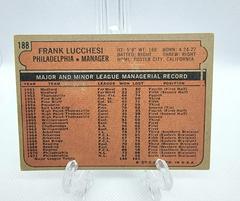 Back Of Card | Frank Lucchesi Baseball Cards 1972 Topps