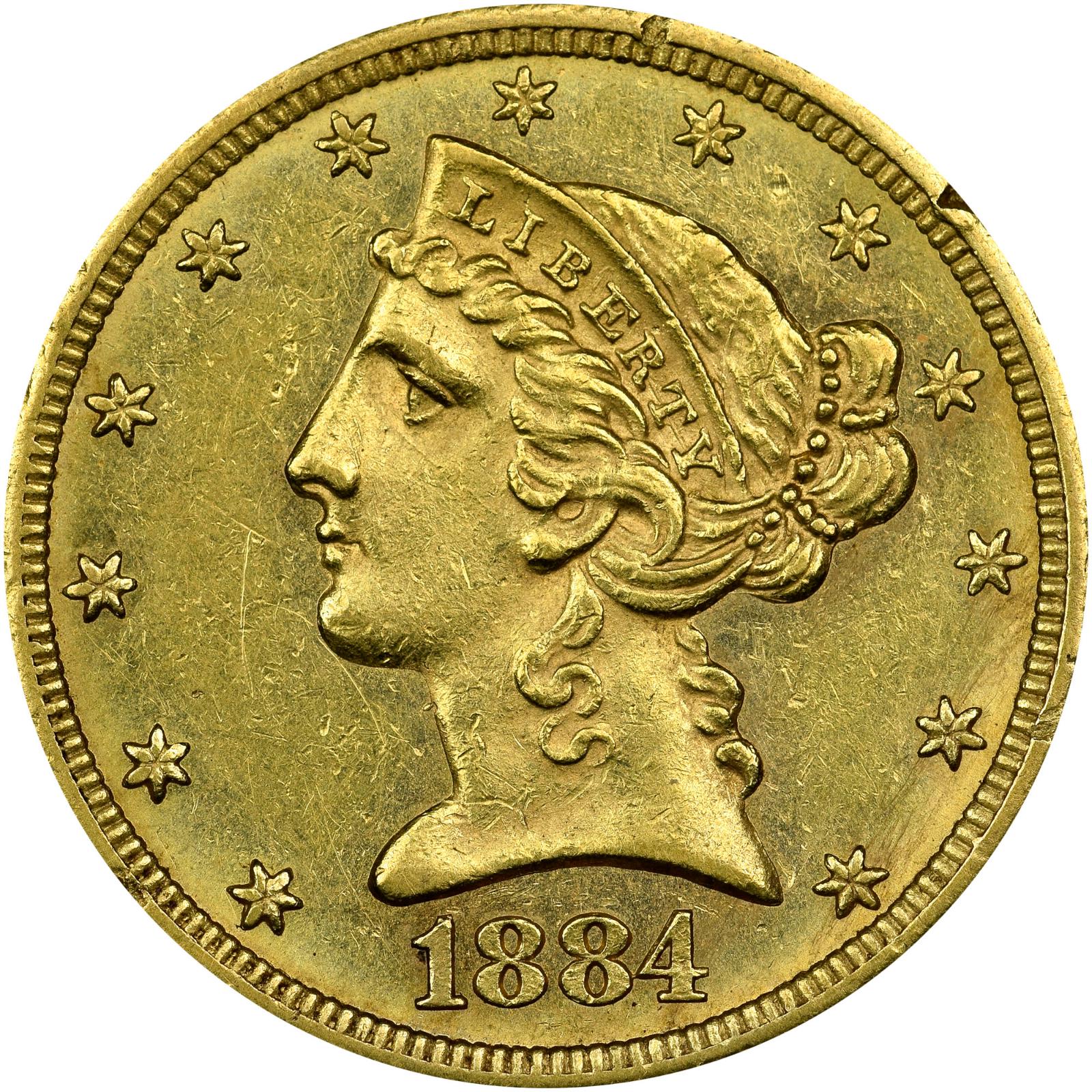 1884 CC Coins Liberty Head Half Eagle