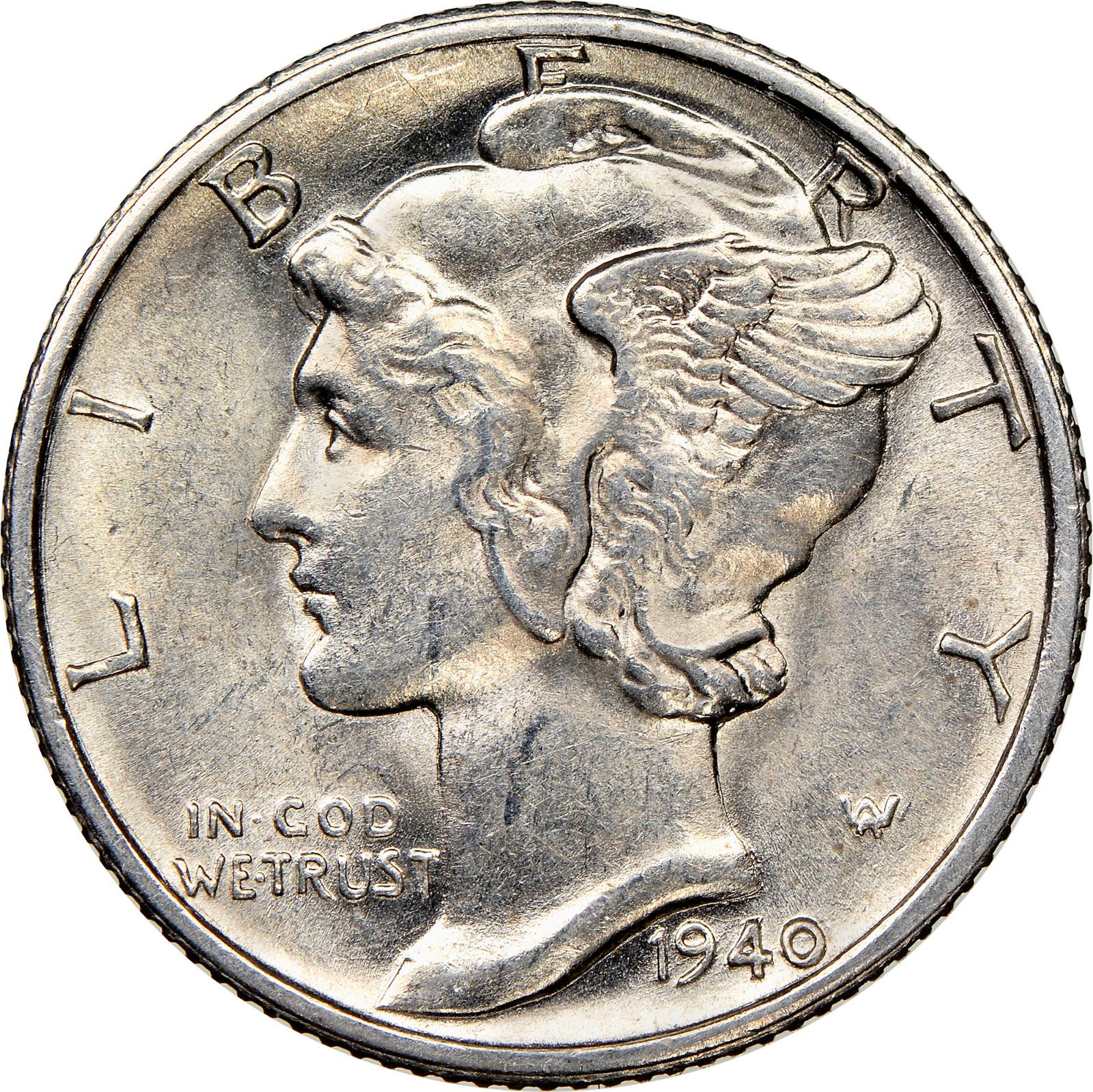 1940 D Coins Mercury Dime