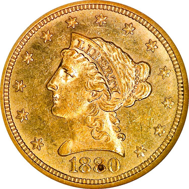 1880 Coins Liberty Head Quarter Eagle