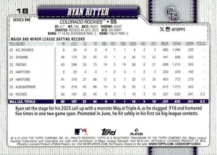 Ryan Ritter #18 Prices [Rookie] | 2026 Topps | Baseball Cards