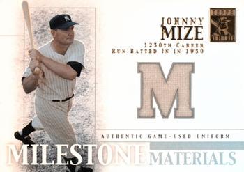 Johnny Mize #MIM-JM 2002 Topps Tribute Baseball Milestone Materials