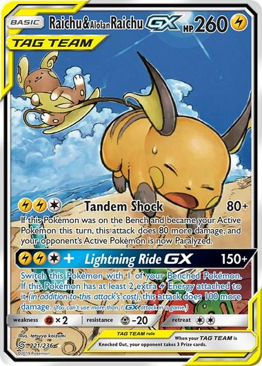 Raichu & Alolan Raichu GX #221 Cover Art