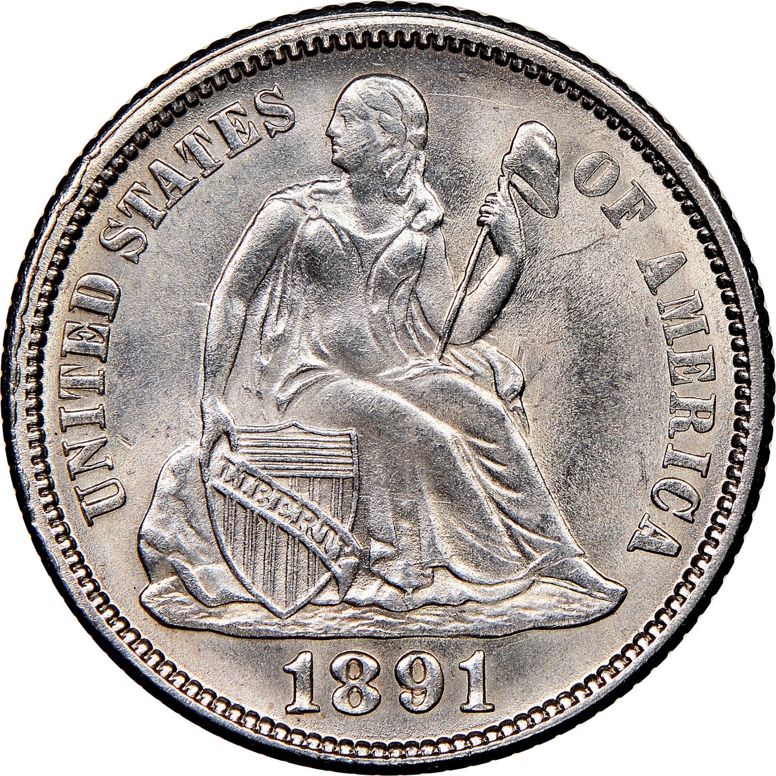 1891 O Coins Seated Liberty Dime