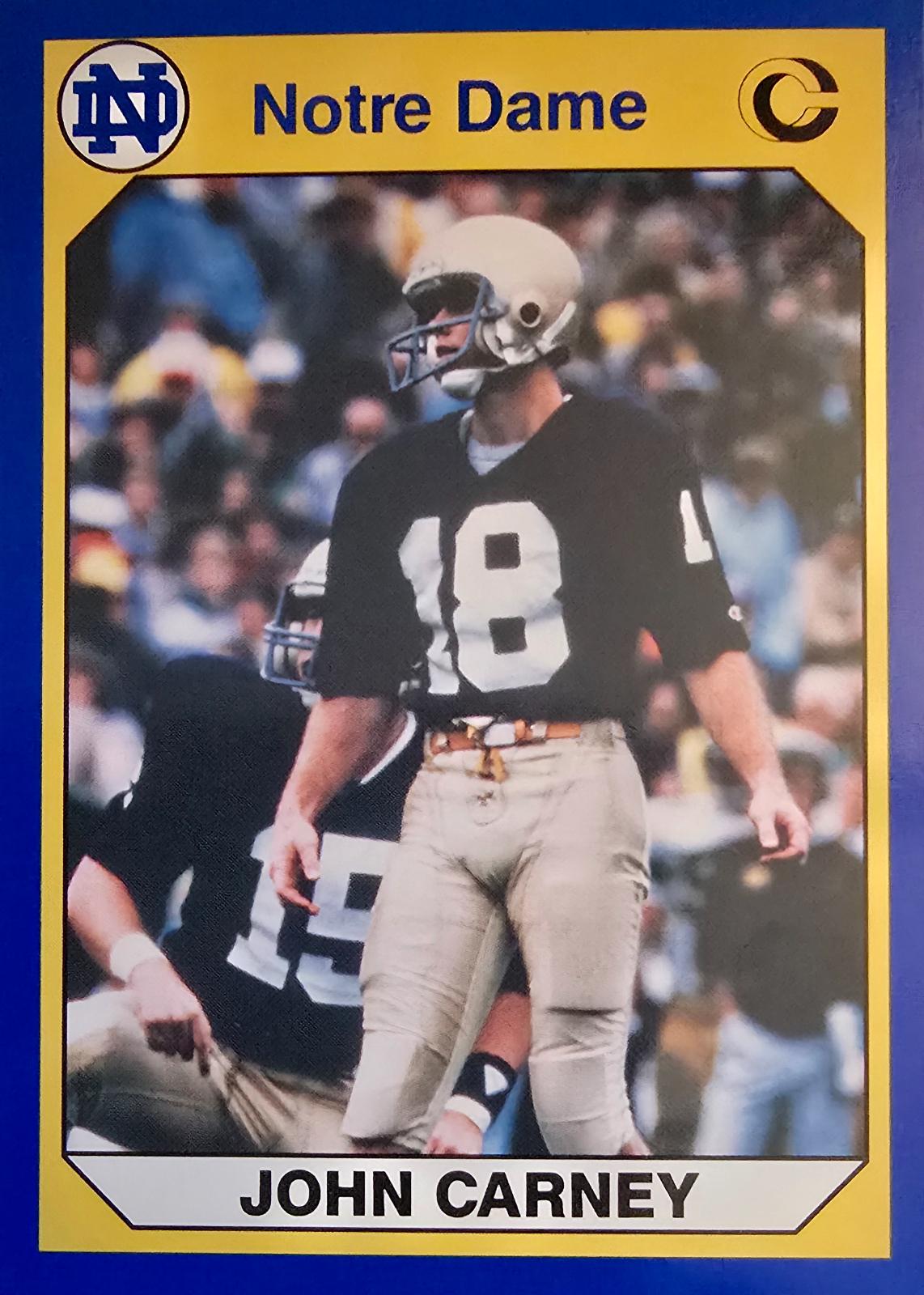 John Carney #29 Football Cards 1990 Notre Dame Collegiate Collection