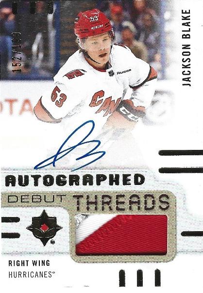 Jackson Blake #ADT-BL 2024 Ultimate Collection Autograph Debut Threads Hockey