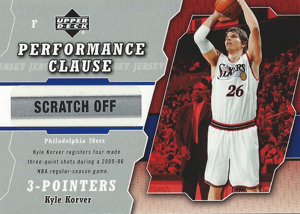 Kyle Korver #PCJ-KK 2005 Upper Deck Performance Clause Jersey Basketball