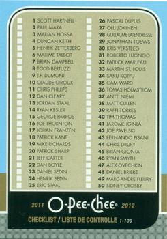 Checklist #496 2011 O Pee Chee Hockey