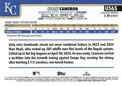 Back Of Card | Noah Cameron Baseball Cards 2025 Topps Update