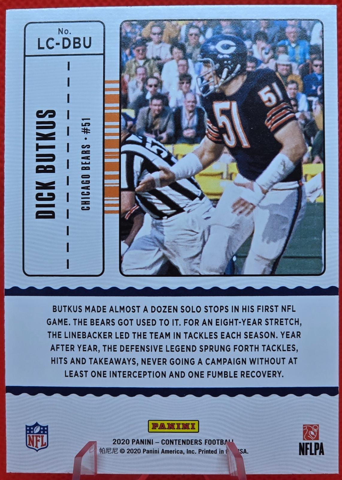 Dick Butkus #LC-DBU Prices | 2020 Panini Contenders Legendary ...