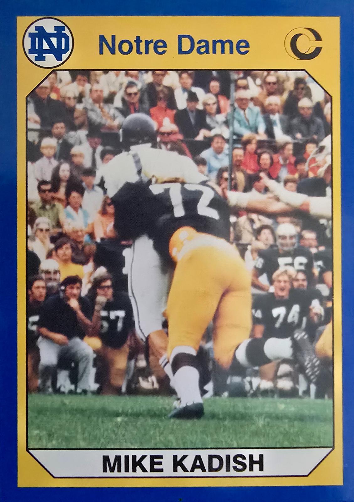 Mike Kadish #19 Football Cards 1990 Notre Dame Collegiate Collection