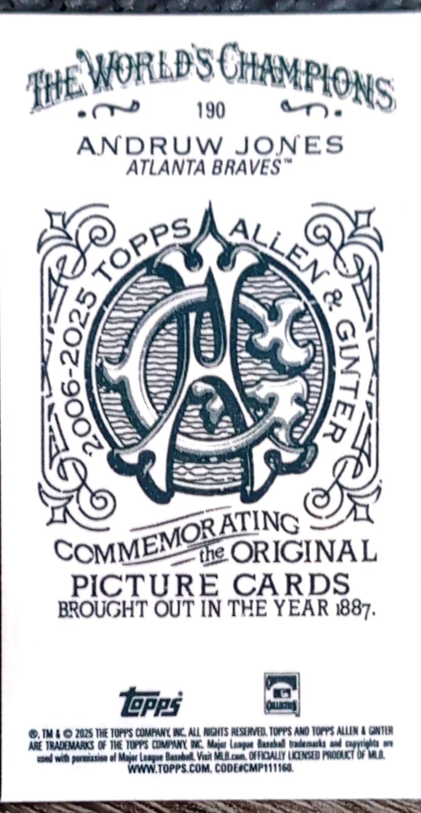 Andruw Jones [Allen Ginter Mini] #190 Prices | 2025 Topps Allen and ...