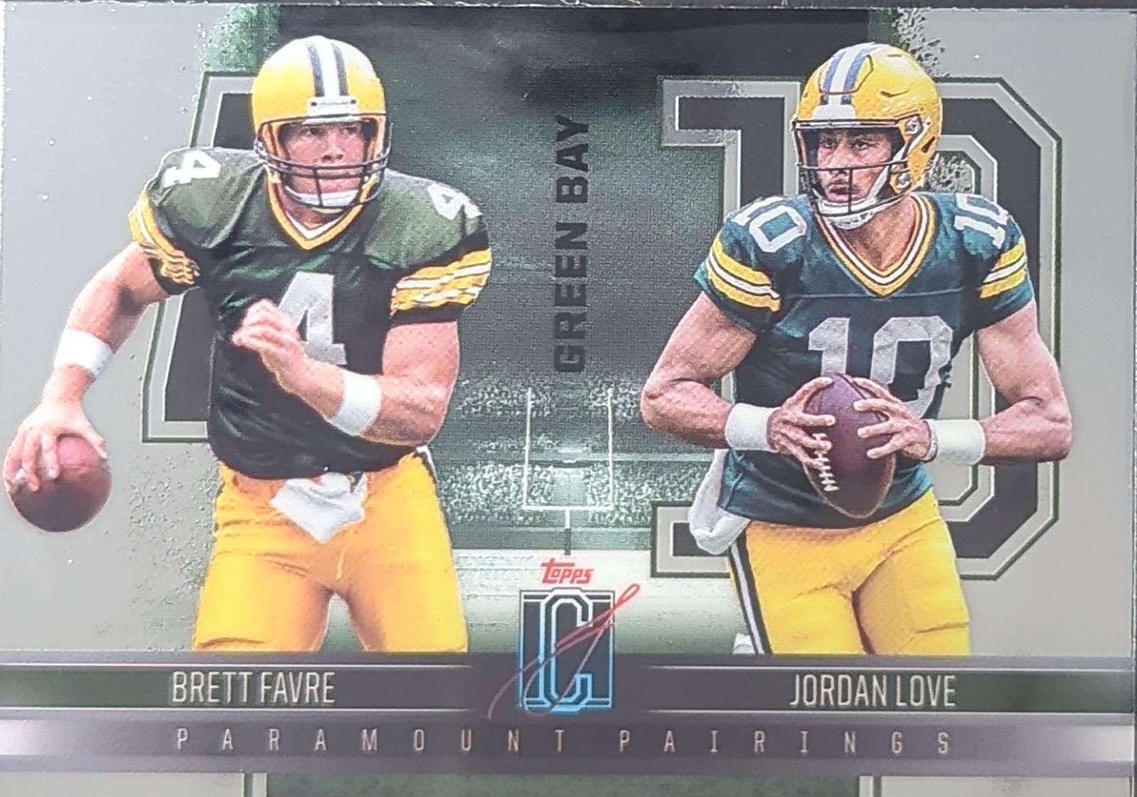 Jordan Love / Brett Favre #PP-5 Football Cards 2024 Topps Signature Class Paramount Pairings