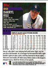 Back Of Card | Darryl Kile Baseball Cards 2000 Topps