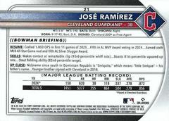 Back Of Card | Jose Ramirez Baseball Cards 2025 Bowman Chrome