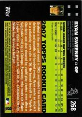 Back Of Card | Ryan Sweeney Baseball Cards 2007 Topps