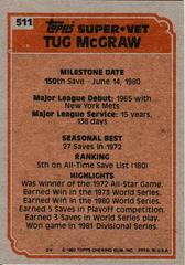 Back Of Card | Tug McGraw Baseball Cards 1983 Topps