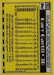 Back Of Card | Gary Gaetti Baseball Cards 1990 Topps