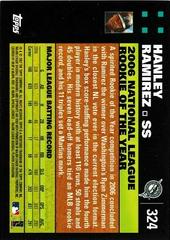 Back Of Card | Hanley Ramirez Baseball Cards 2007 Topps