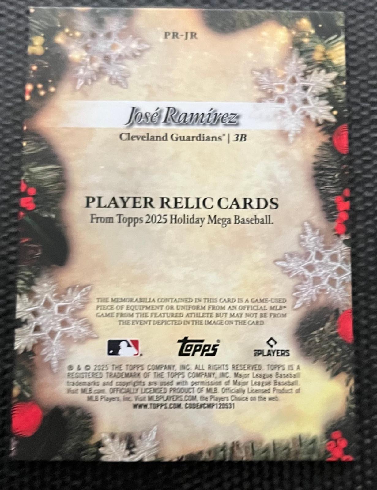 Jose Ramirez [Purple] #PR-JR Prices | 2025 Topps Holiday Player Relic ...