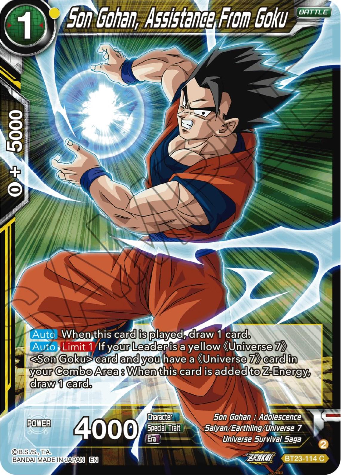 Son Gohan, Assistance From Goku BT23-114 Dragon Ball Super Perfect Combination