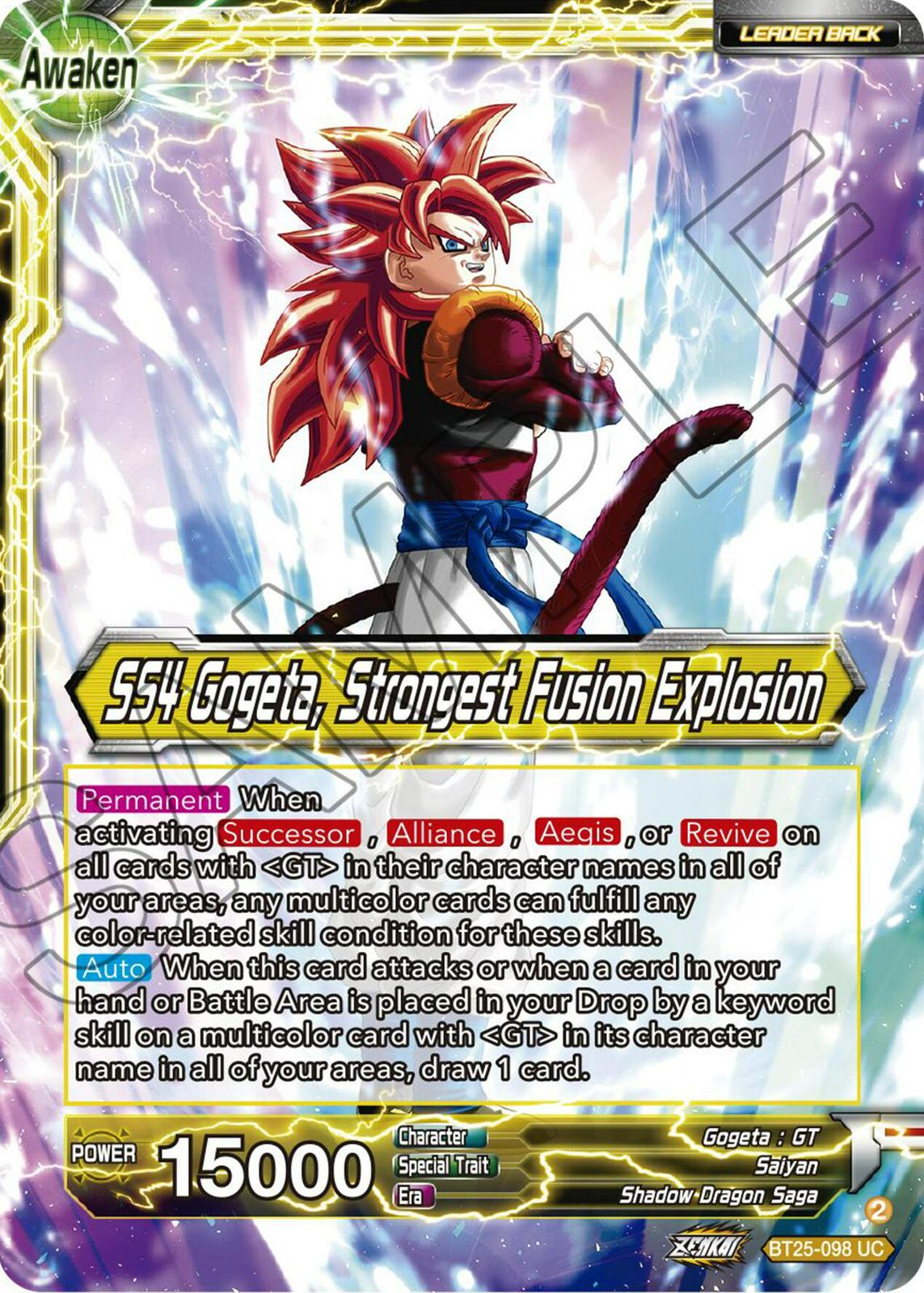 SS4 Son Goku & SS4 Vegeta // SS4 Gogeta, Strongest Fusion Explosion BT25-098 Dragon Ball Super Legend of the Dragon Balls