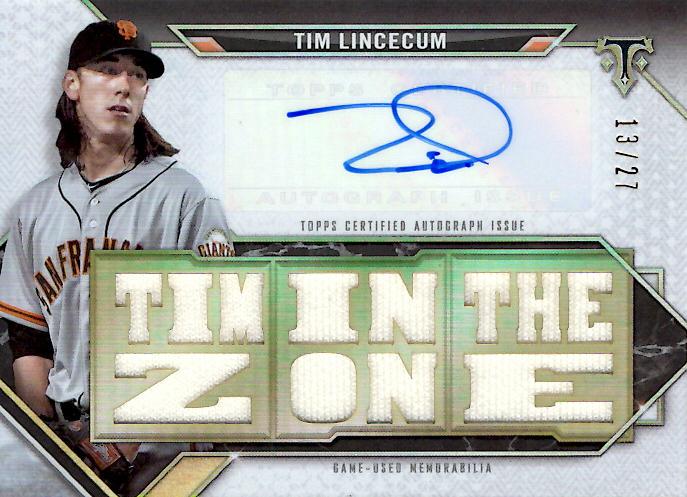 Tim Lincecum #TTAR-TL1 2020 Topps Triple Threads Baseball Autograph Relics