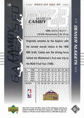 Back | Marcus Camby Basketball Cards 2003 SP Game Used