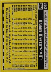 Back Of Card | Dan Petry Baseball Cards 1990 Topps