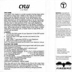 Full Cover Back 1st Edition | Cylu ZX Spectrum