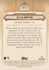 Rear | Ryan Braun Baseball Cards 2021 Topps DH Debuts