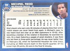 Back | Michael Redd [Refractor] Basketball Cards 2002 Topps Chrome