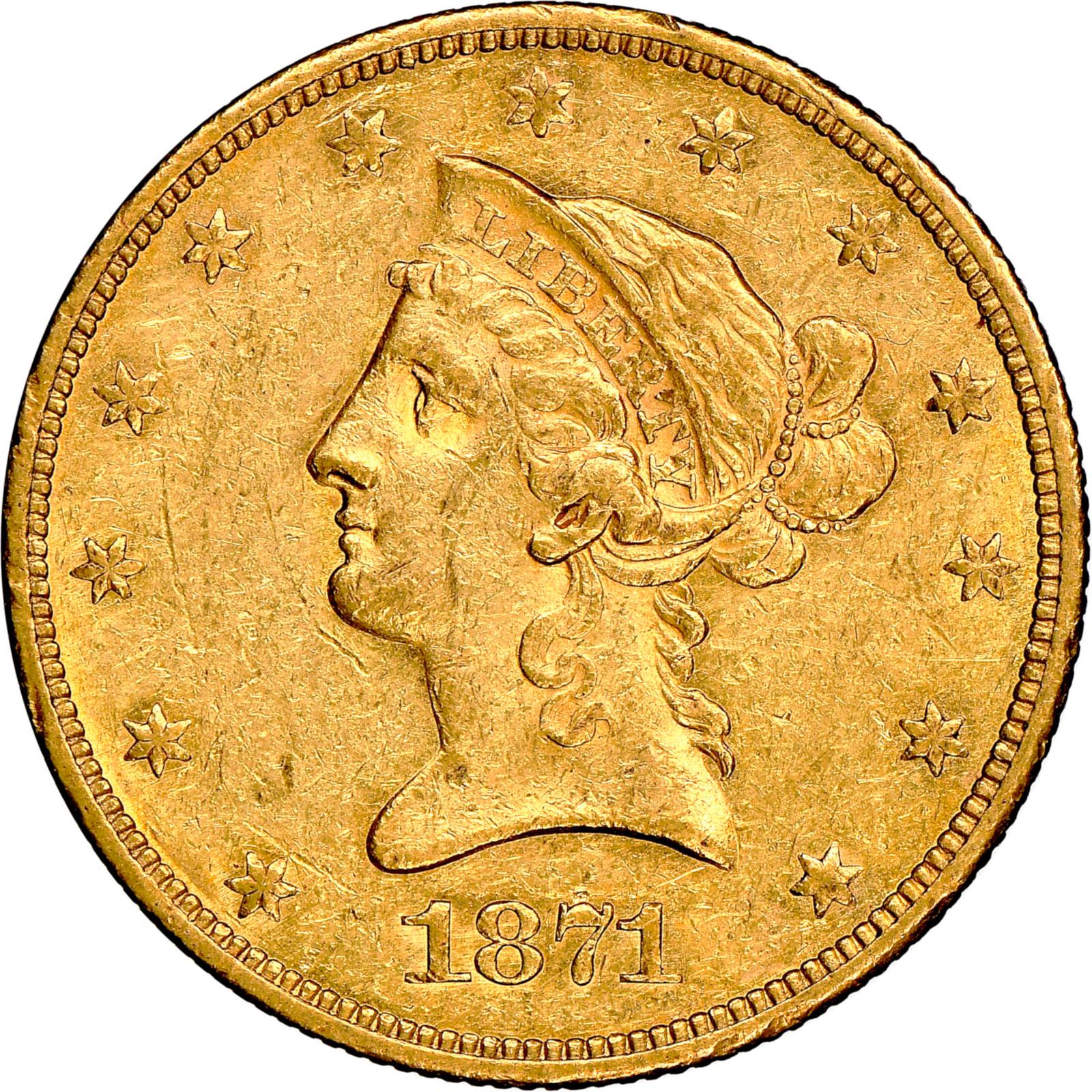 1871 CC Coins Liberty Head Gold Eagle