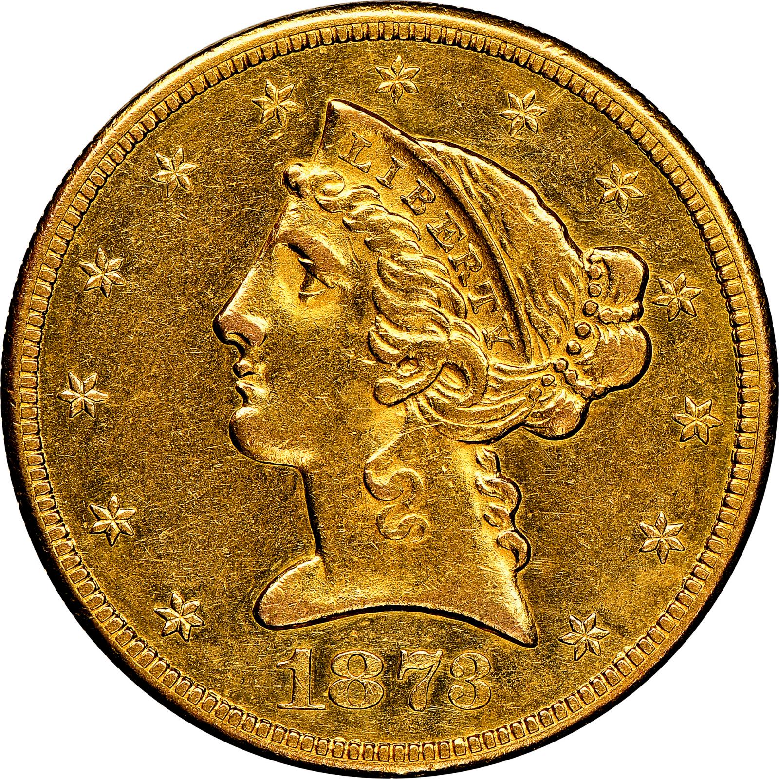 1873 CC Coins Liberty Head Half Eagle