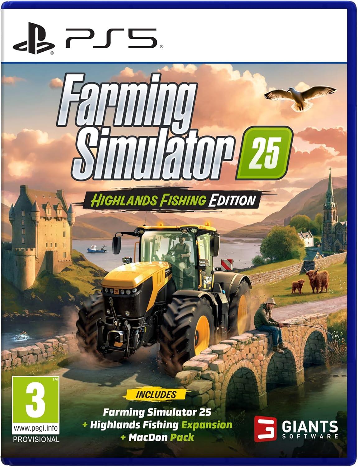 Carátula de Farming Simulator 25: Highlands Fishing Edition para PS5 (edición PAL España)