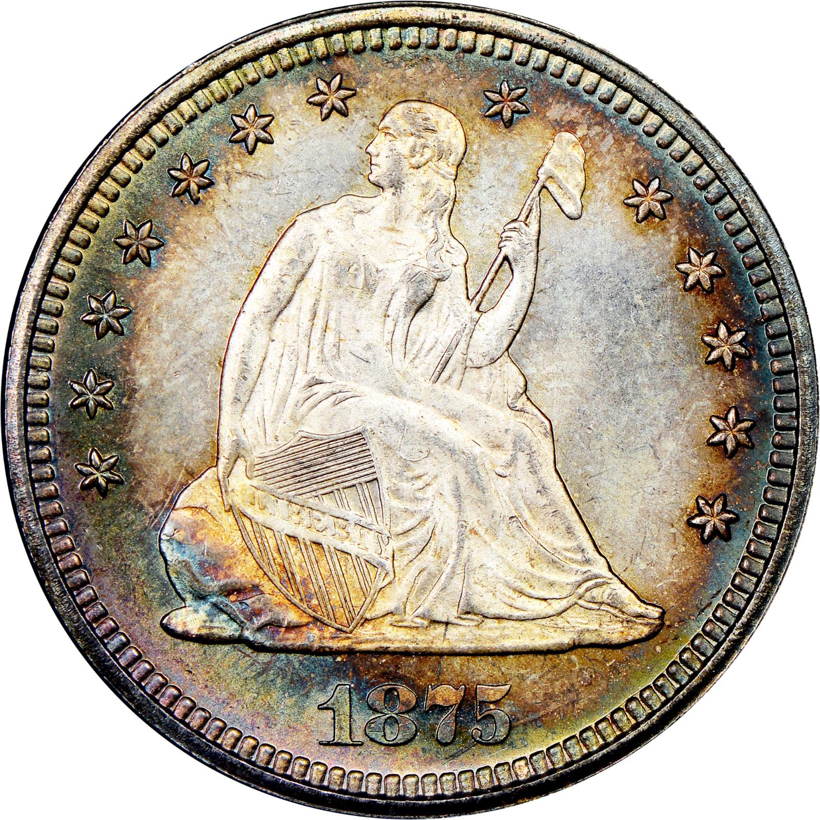 1875 Coins Seated Liberty Quarter