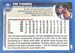Back | Tim Thomas [Refractor] Basketball Cards 2002 Topps Chrome