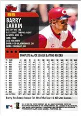 Back Of Card | Barry Larkin Baseball Cards 2000 Topps