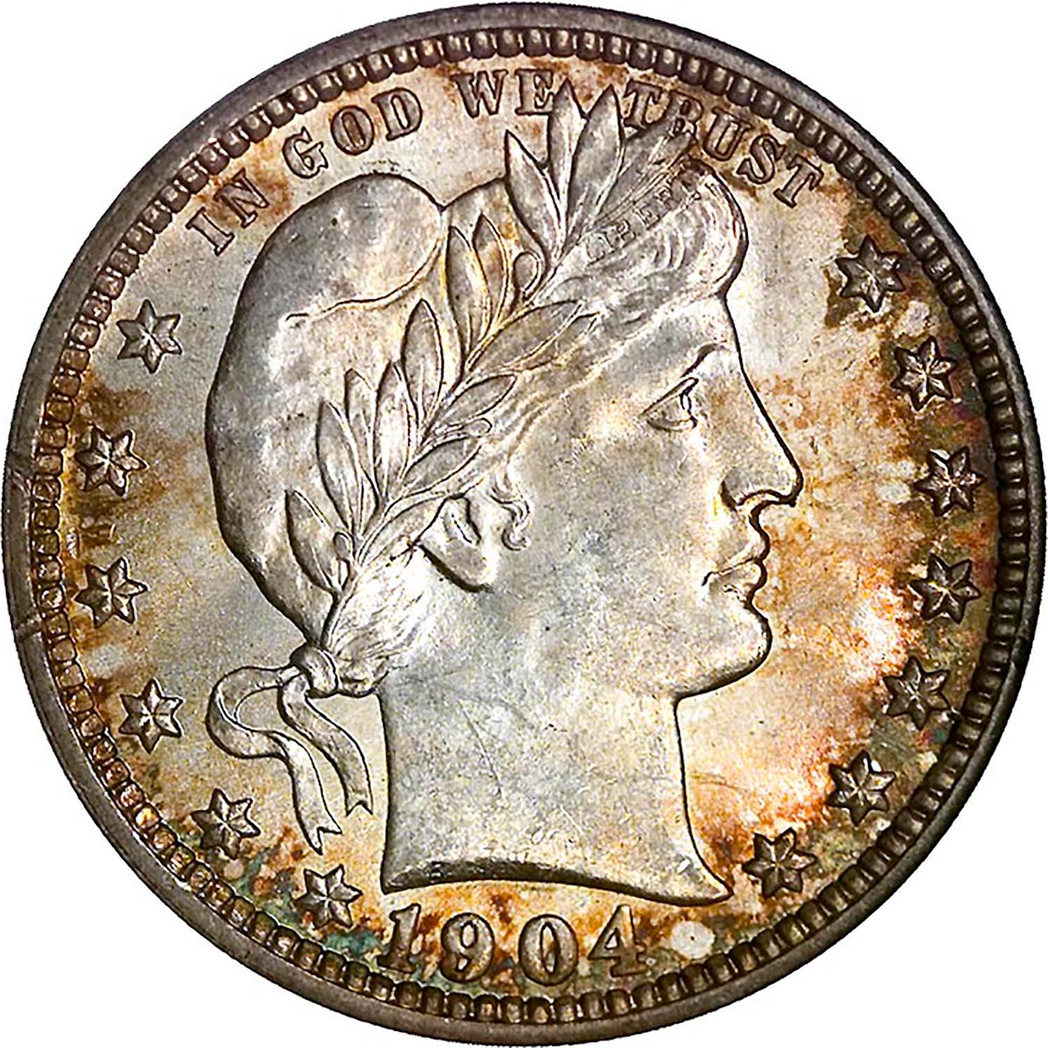 1904 O Coins Barber Quarter
