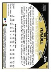 Back Of Card | Will Venable Baseball Cards 2009 Topps