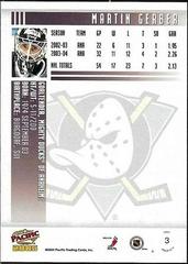 Back Of Card | Martin Gerber Hockey Cards 2004 Pacific